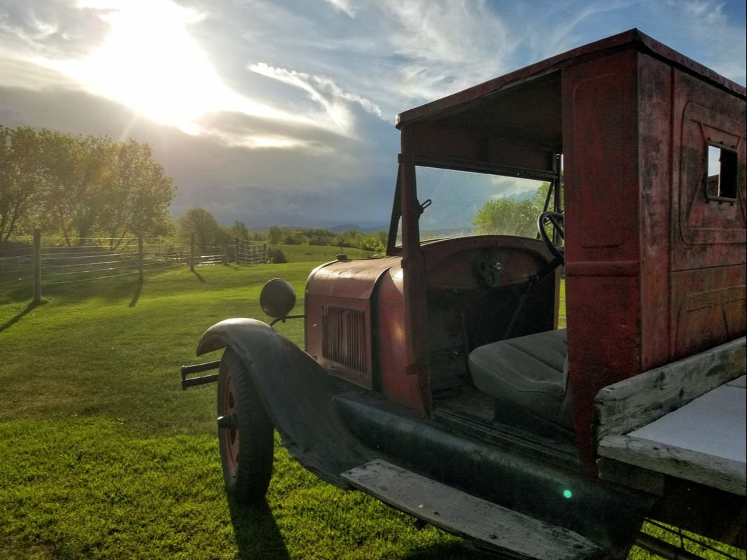 Get married at this beautiful wedding venue with mountain view and enjoy using this 1929 Model AA as an included photo prop.